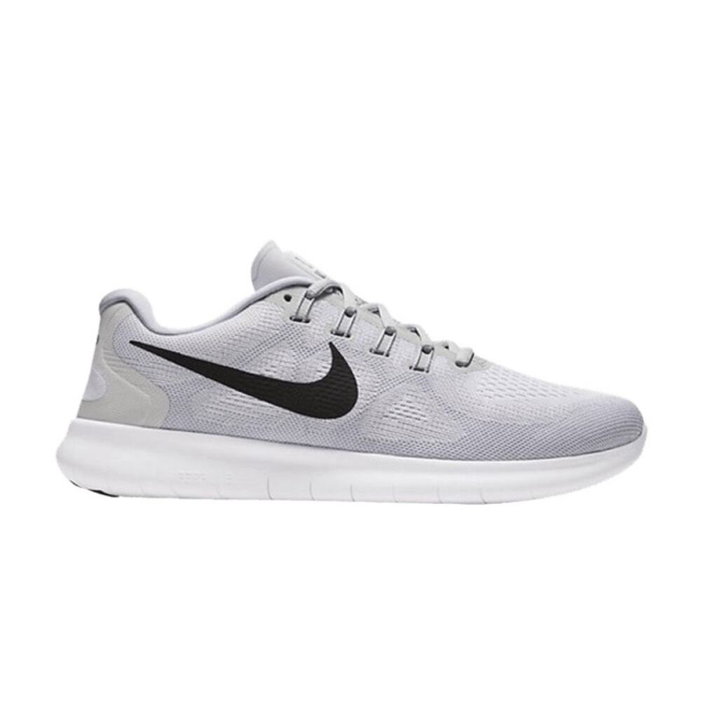 NIKE Free RN 2017 White Black Grey Logo Woven Lace Up $120 Running Gym Shoes 9 - Picture 8 of 12